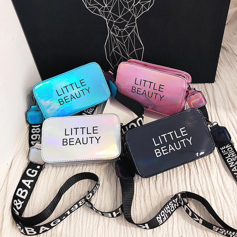 Summer Small Bag Female 2021 New Korean Version Ins Wild Messenger Bag Wide Shoulder Strap Laser Crossbody Bag