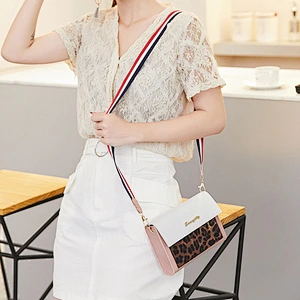 French 2021 New Korean Version Leopard Messenger Bag, Summer Texture Small Square Crossbody Bag