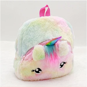 Fashion cartoon unicorn children kindergarten girl small school bag cute plush backpack
