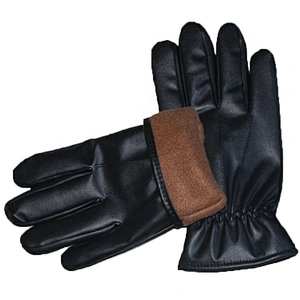 All Black Fashion Car Driving PU Leather Gloves Men for Winter