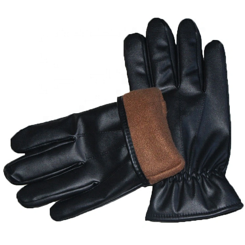 All Black Fashion Car Driving PU Leather Gloves Men for Winter