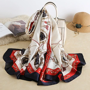 2020 Factory Direct Spring Summer Silk Satin Scarf Female Beach Sunscreen Silk Scarf Shawl