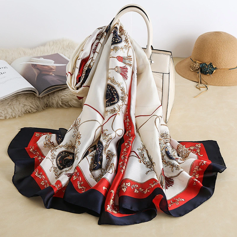 2020 Factory Direct Spring Summer Silk Satin Scarf Female Beach Sunscreen Silk Scarf Shawl