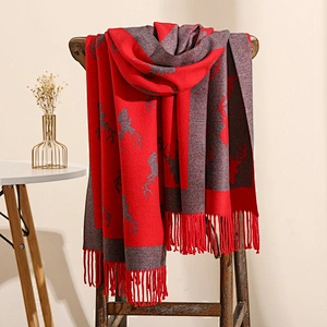 Small Daisy Flower Cashmere Scarf Female Winter Korean Version Double-Sided Printing Student Warm Tassel Scarf