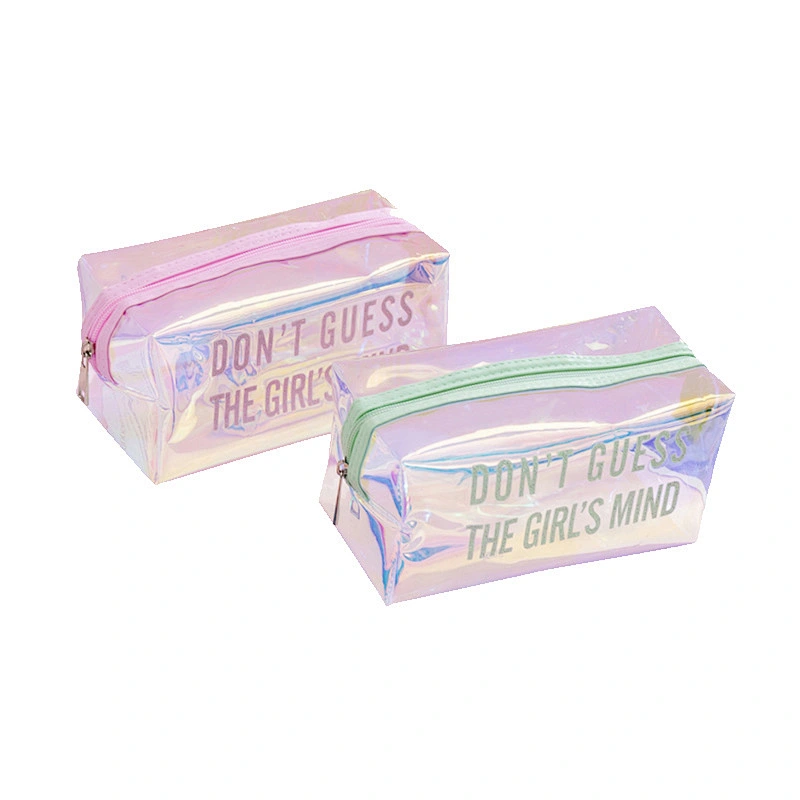 Creative Colorful Laser Waterproof Cosmetic Bag Ins Girl PVC Storage Bag Travel Portable Pencil Bag