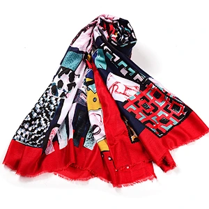 The new color-contrasting printed shawl ladies decoration thickened wild scarf sunscreen shawl scarf