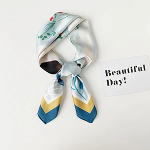 Original Spring Autumn New Digital Printing Small Square Scarf Korean Western Fashion Thin Silk Scarf Women