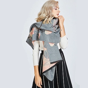 2020 New Ladies Thick Warm Double-Sided Dual-Use Fashion Tulip Flowers Cashmere Scarf Women