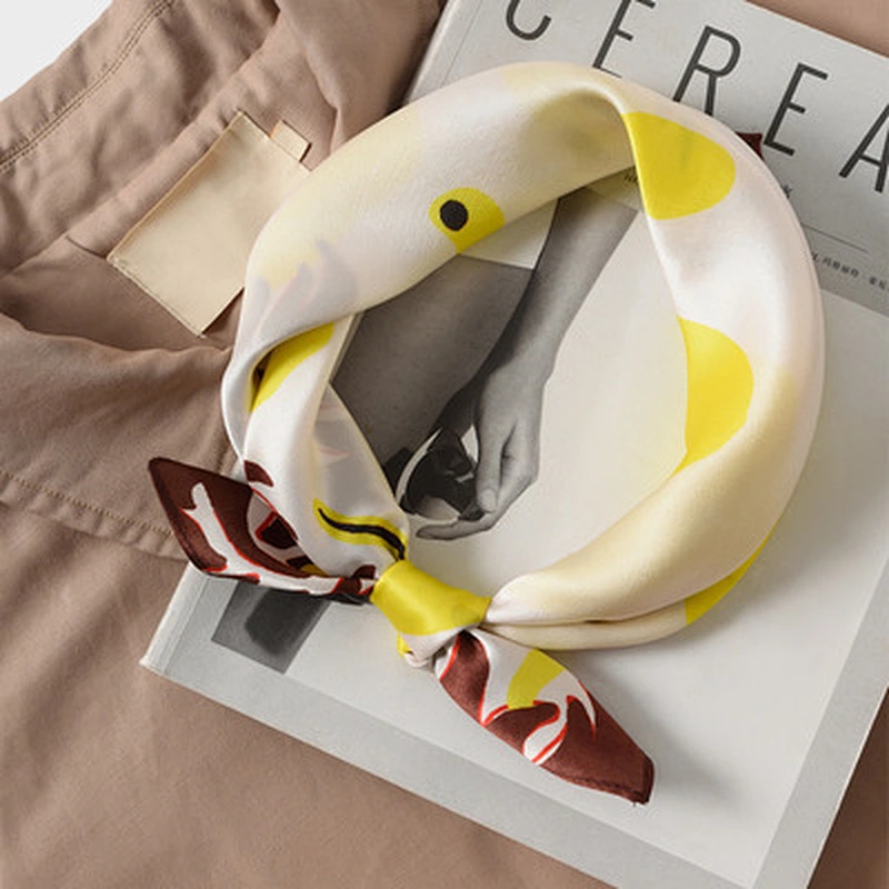 Printed silk fashionable wild decoration sunscreen small square scarf hangzhou hair silk scarf
