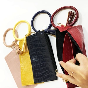 Beautiful Bracelet Hand Bag Women'S Fashion Clutch Bags PU Leather Bangle Purse Bags Keychain Wallets For Women