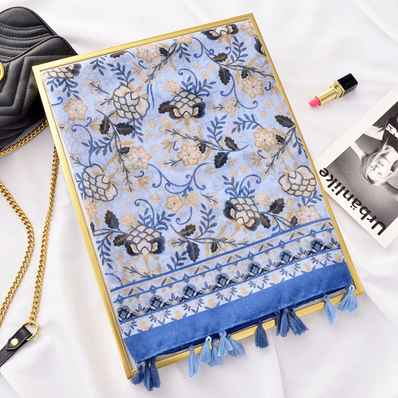 New Spring Summer Thin Ethnic Style Cotton Linen Scarf Oversized Shawl Seaside Sunscreen Scarf