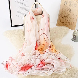 Summer Women Scarf 2020 New Pashmina Shawl Printed Cape Silk Chiffon Polyester Tippet Muffler Floral Printed
