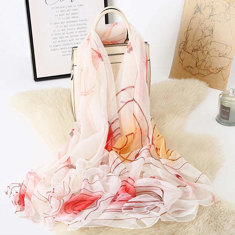 Summer Women Scarf 2020 New Pashmina Shawl Printed Cape Silk Chiffon Polyester Tippet Muffler Floral Printed