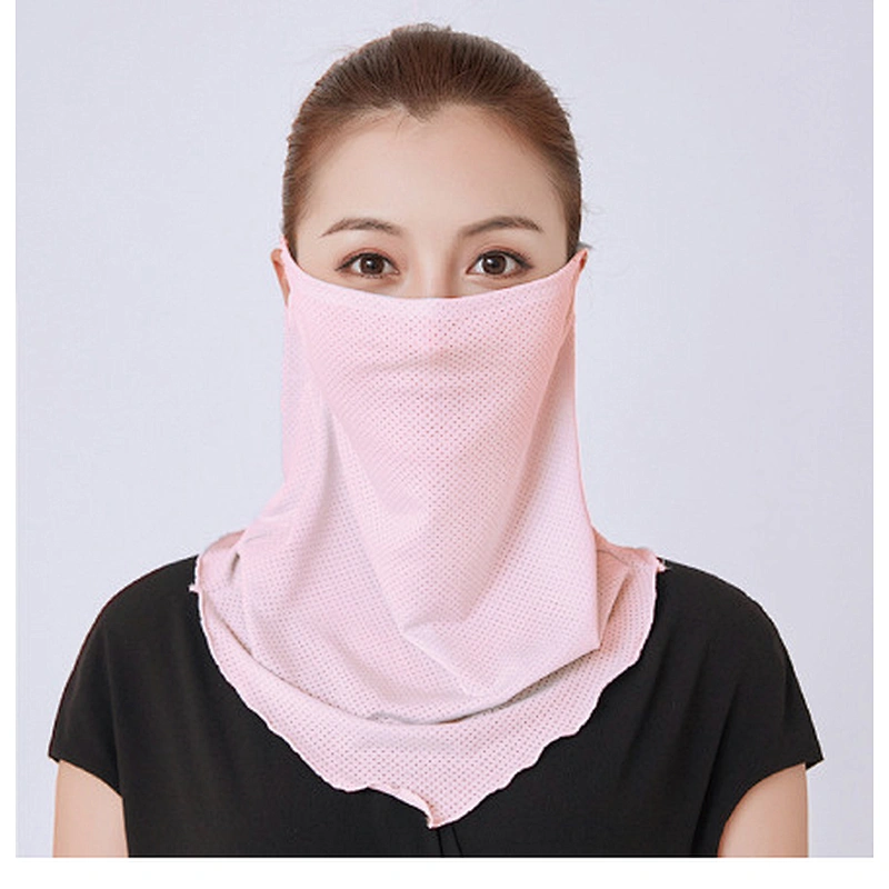 Custom Plain Color Sunscreen Ice Silk Bandana With Ear Loop For Face Coverage And Dust Protection