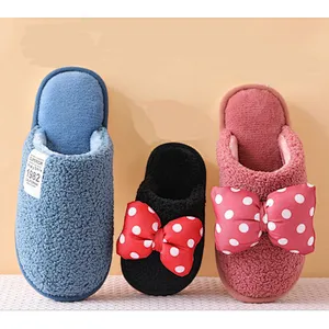 Winter Warm Cute Parent-Child Shoes Plush Children Cotton Slippers For Kids Baby Boys Girls Indoor Furry Slippers