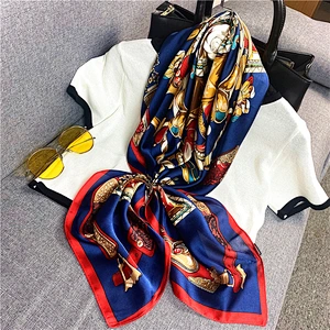 2020 New Sunscreen Silk Scarf Women Winter Silk Cashew Flower Square Scarf Turban Silk Scarf Wholesale