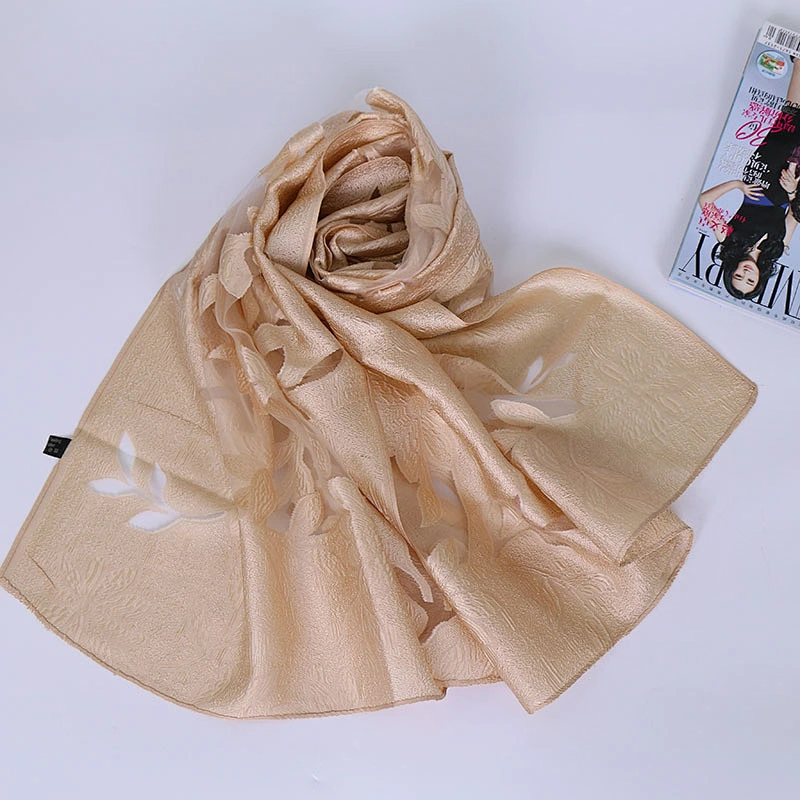 Muslim Chiffon Hijab Women Maple Jacquard Chiffon Hijab Wrap Shawls Headband Muslim Hijabs Scarves Scarf