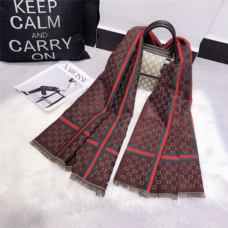 2020 New Cashmere Scarf Female Autumn Winter Letter CC Warm Dual-Use Long Shawl
