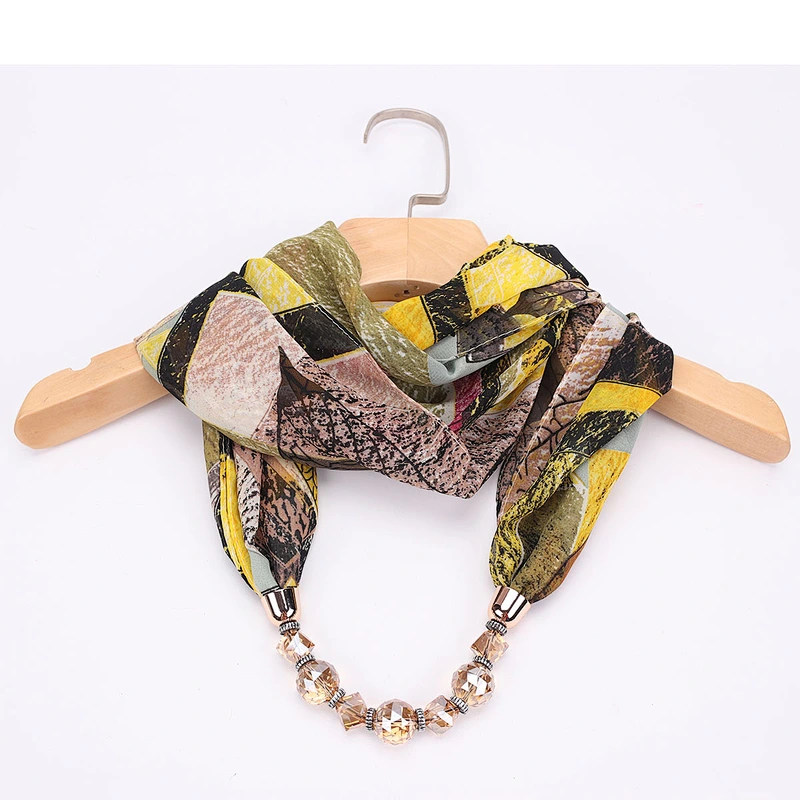 Wholesale 2020 Newest Scarf Jewelry Fashion Pattern Printed Chiffon Small Handmade Women Pendant Jewelry Necklace Scarf