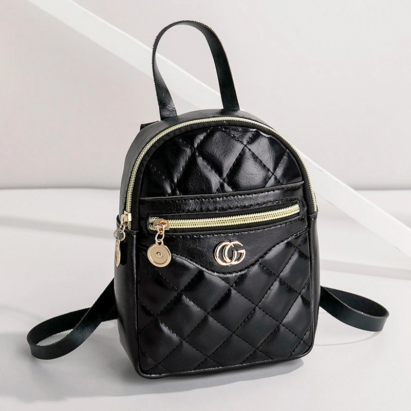 Korea Simple Fashion Multi-Function Leather Crossbody Bag Vintage Mini Backpack Metal Zipper Backpack