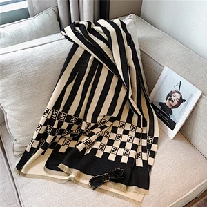 New Scarf Women Autumn Winter Thick Section Wild Thick Warmth Simple Fashion FF Student Cashmere Shawl Scarf