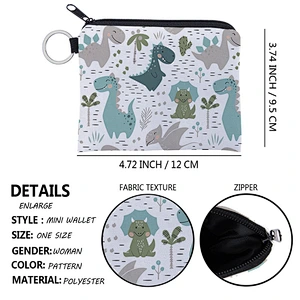 Fashion small fresh cartoon dinosaur creative printing coin purse waterproof portable personality card case key case