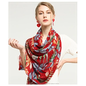 2021 Style Satin Printed Fallen Leaves Bronzing Cotton Scarf Spring Autumn All-Match Pattern Scarf