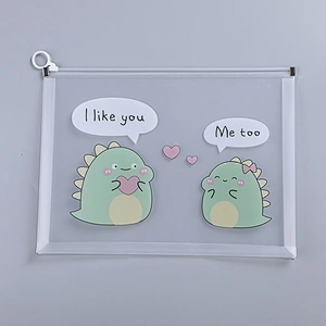 New Transparent A4 File Bag Thickened PP Student Test Paper Storage Bag Finger Ring Waterproof Pull Side Pencil Bag