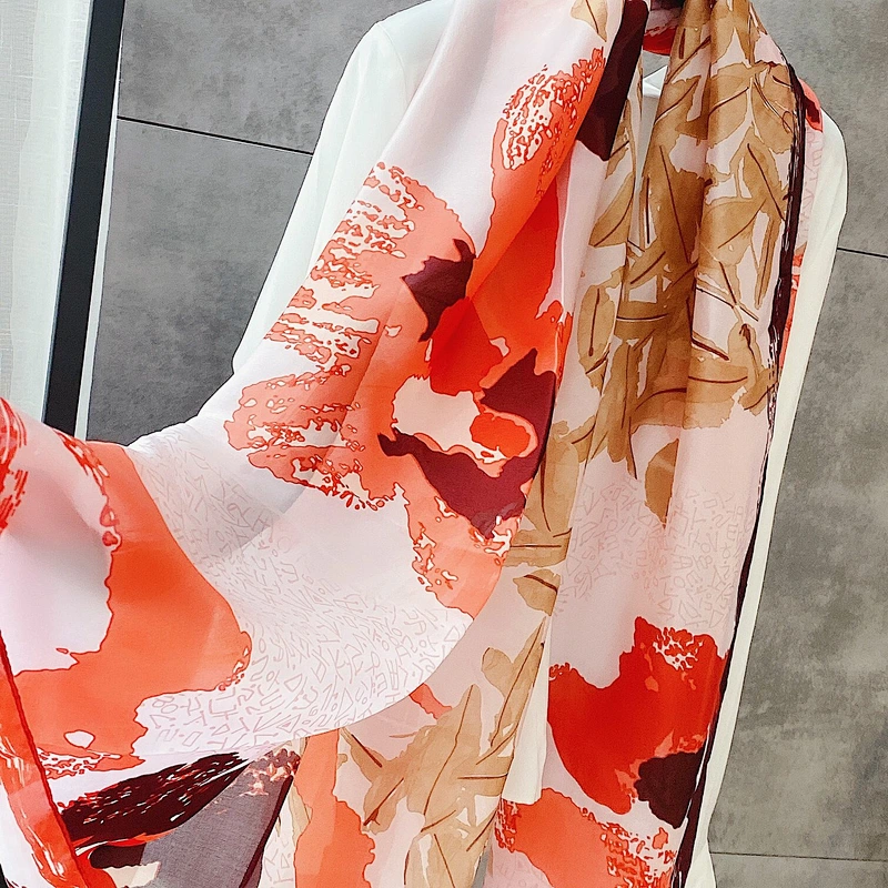 2020 Autumn Winter New Brand Silk Scarf Women Beautiful Printing Luxury Silk Shawl Gift Scarf Wholesale