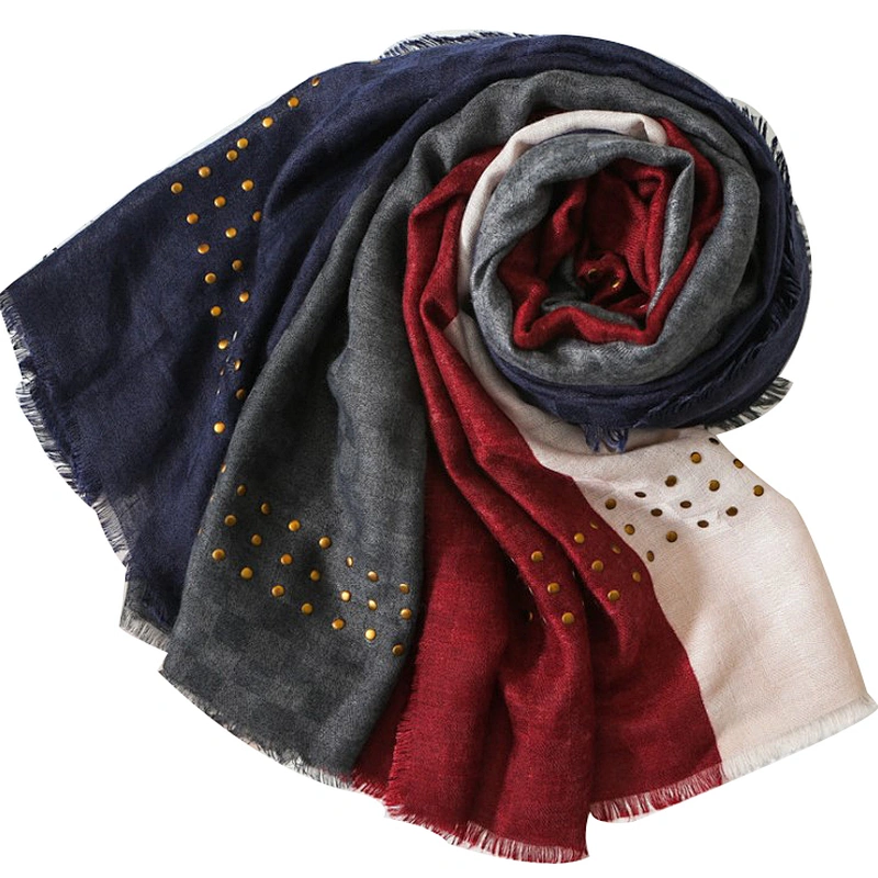 American and European style classic cotton and linen scarf matching color hand-pressed drill lady's scarf