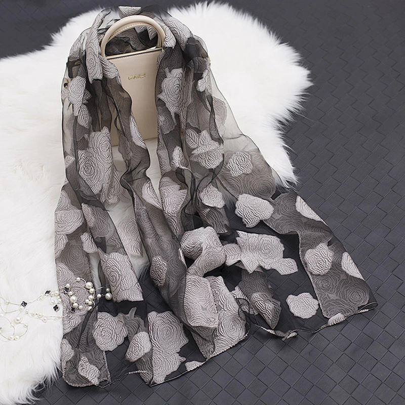 Wholesale wild female jacquard yarn scarf cut flower scarf shawl dual-use sunscreen beach towel
