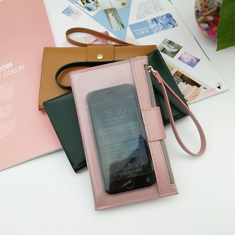 2020 New Design Colorful High Quality Plain Waterproof Ladies Clutch Purse Custom PU Leather Zipper Wallet Women