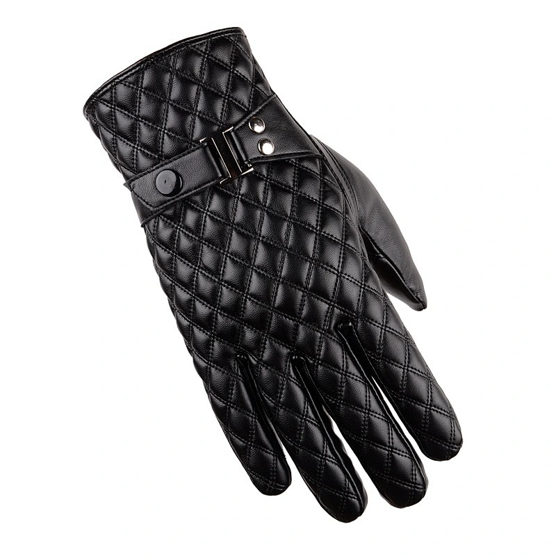 Wholesale Winter Cold Proof Full Finger Warm Touch Screen Glove Black Leather Gloves For Men