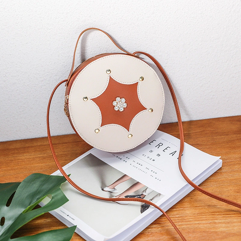2020 Korean Version New Fashion Diamond Small Round Bag Casual All-Match Single Shoulder Messenger Handbag