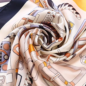 Creative graffiti-printed pattern square sunscreenscarf small fashion  square silk neck scarf