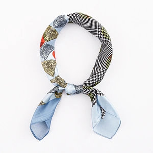 Spring and autumn polka dot houndstooth 70CM scarf multifunctional bound printed silk square scarf