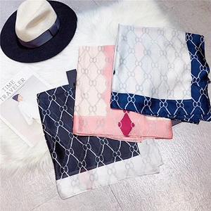 Wholesale New Design Fashion Digital Printed Woman Silk Scarf Geometric Silk Oversized Travel Decoration Shawl