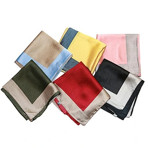 Factory direct sales colorblock professional flight attendant silk scarf large silk printed ladies neck square scarf