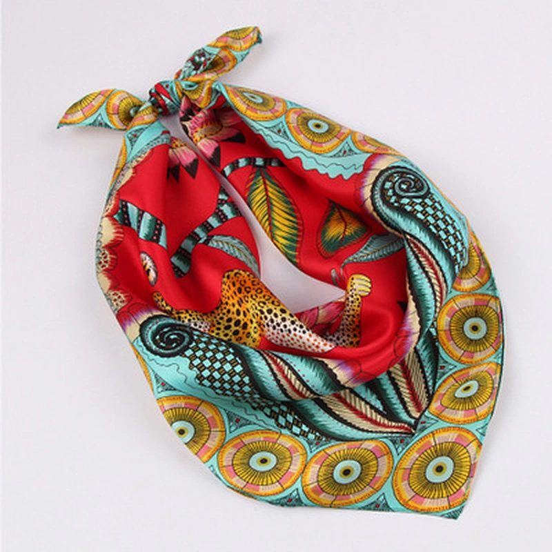 New small square scarves plant printed temperament women printed 100% small silk scarf square