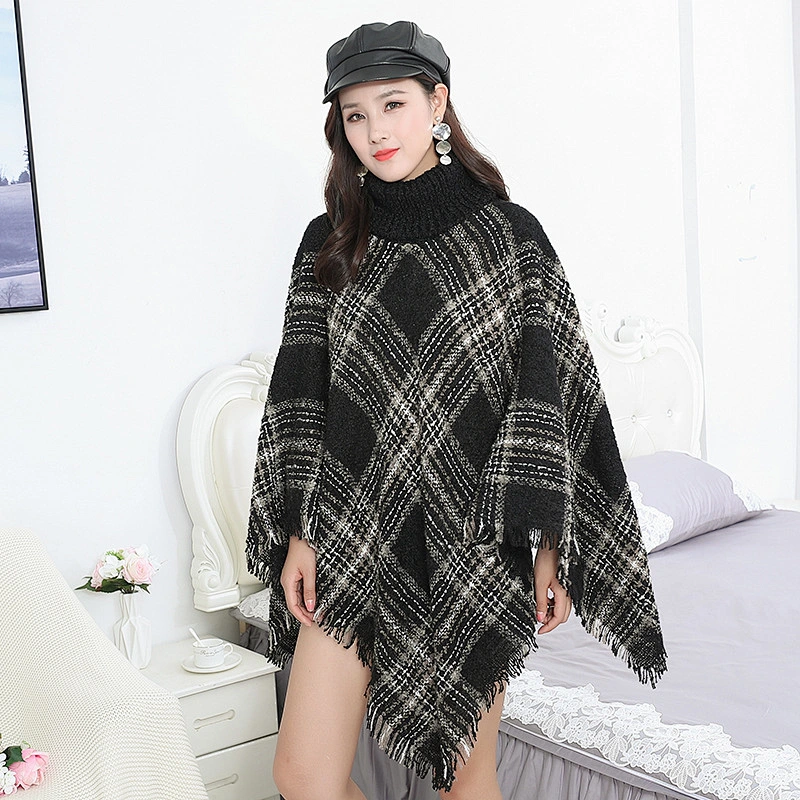 2020 New Wholesale Ladies Cape Shawl Autumn Winter Dual-Use Thick Plaid Scarf