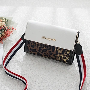 French 2021 New Korean Version Leopard Messenger Bag, Summer Texture Small Square Crossbody Bag