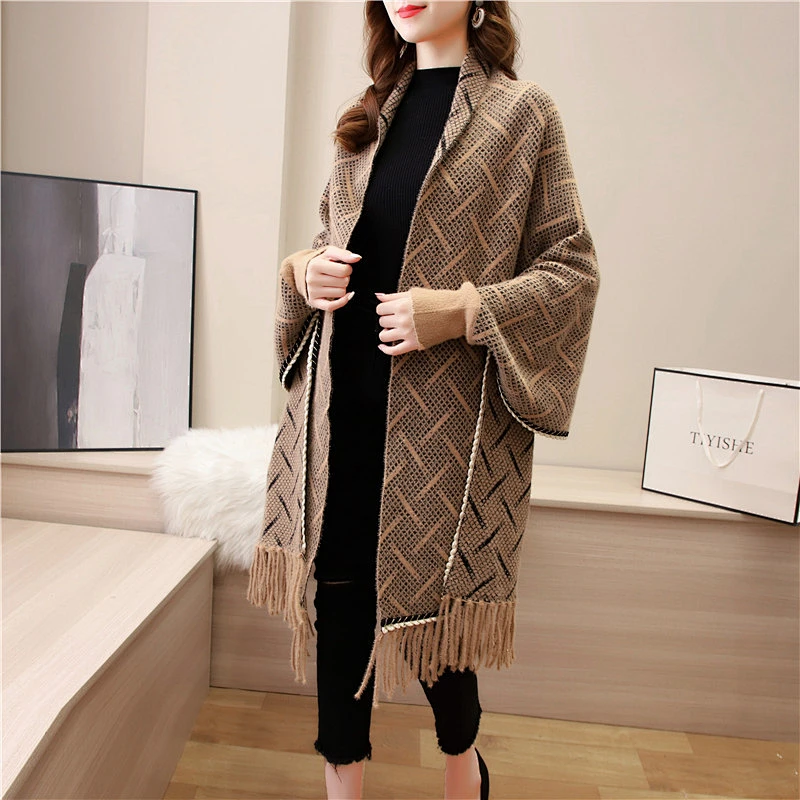 2020 Wholesale Mink Velvet Cape Cloak Women Jacket Winter New Style Cardigan Warm Shawl Cape With Sleeves