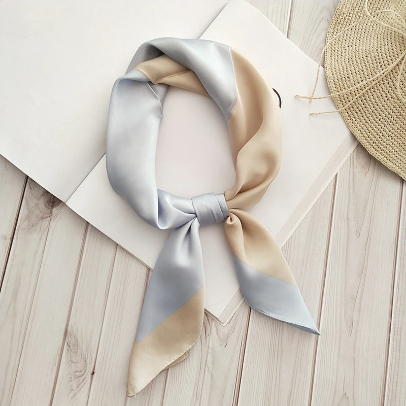 Korean Ins Small Square Scarf Color Matching Literary Small Silk Scarf Decoration Small Scarf For Female