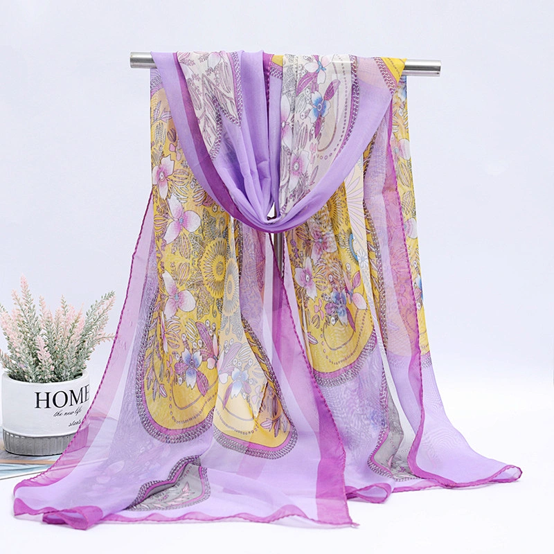 2020 new tide chiffon shawl floral printing scarves ladies sunscreen beach towel shawl scarf