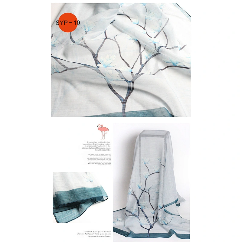 Wholesale Hand-Painted Stylish Print Scarves Travel Sunscreen Silk Shawl