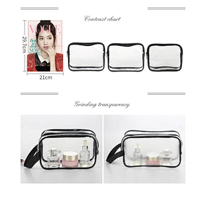 Custom Women Clear Matte Makeup Organizer Pouches Tote Travel Bags Transparent PVC Cosmetic Bag