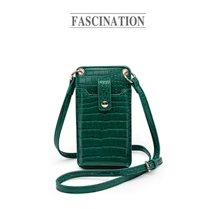 Fashion embossed crocodile leather cell phone crossbody bag wallet mobile phone bags cases