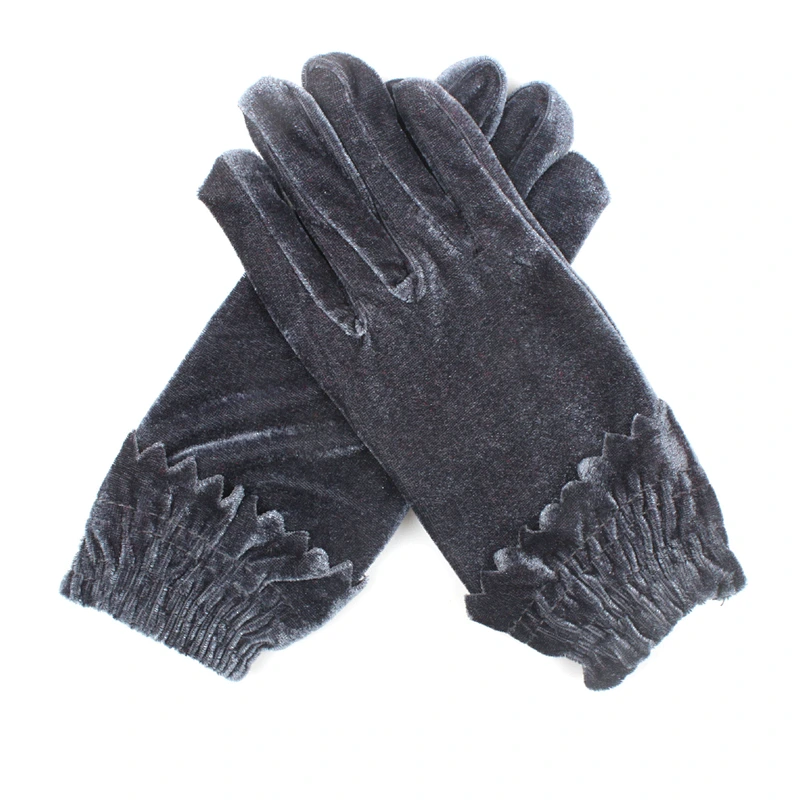 New Designs Soft Silk Velvet Materials Colorful Warm Comfort Products Fashion Ladies Winter Gloves