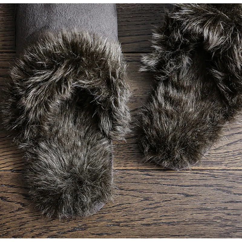 Couple wool slippers men women home indoor winter large size men's non-slip rubber-soled cotton shoes slippers