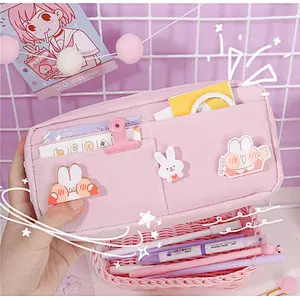 Ins Girl Pencil Case Korean School Pupils Creative Small Cartoon Rabbit Stationery Bag